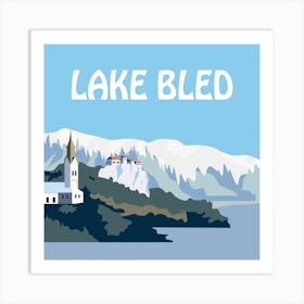 Lake Bled Winter Bold Illustration Art Print