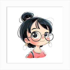 Girl With Glasses Art Print