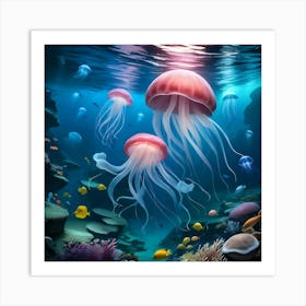 Jellyfish Underwater Art Print