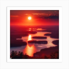 Sunset Over The Lake Art Print