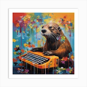 Otter Typing 1 Art Print