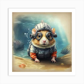 Hamster In Diving Gear Art Print