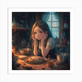 Anime Girl In The Kitchen Art Print