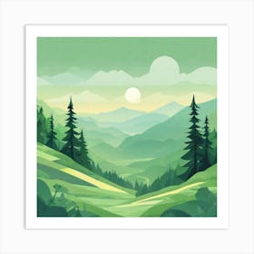 Misty mountains background in green tone 24 Art Print