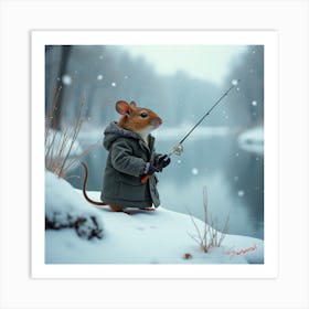 Mouse Fishing Art Print