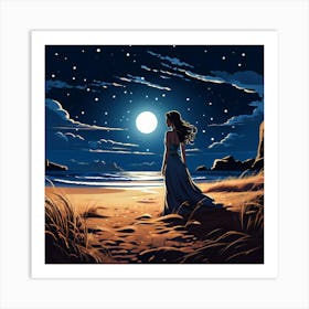 Moonlight On The Beach Art Print