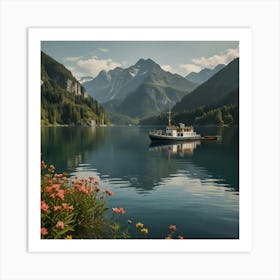 Boat In The Lake Art Print