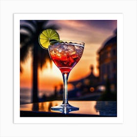 Cocktail At Sunset Art Print