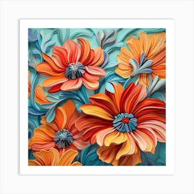 3d Flower Art Art Print