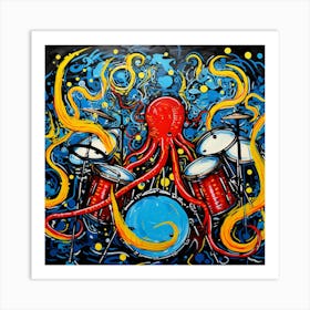 Octopus Drums Art Print