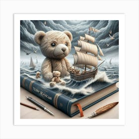 Teddy Bear In The Ocean Art Print