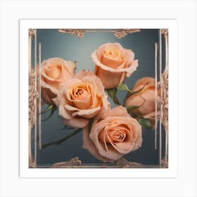 Peach Roses 15 Art Print