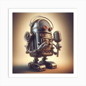 Robot With Microphone Art Print