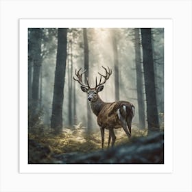 Deer In The Forest 230 Art Print