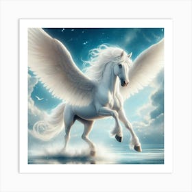 White Horse With Wings 1 Art Print