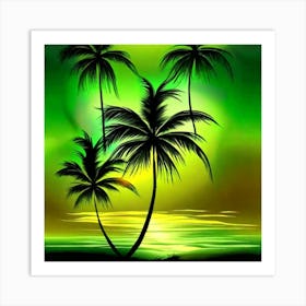 Palm Trees At Sunset Art Print