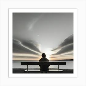 Sunset On A Bench Art Print