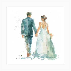 Watercolor Bride And Groom Holding Hands 1718370331 2 Art Print