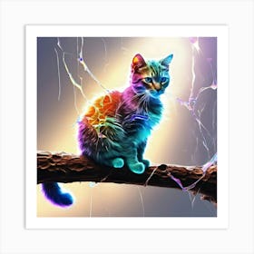 Cat On A Branch Art Print