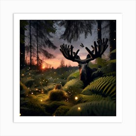 Moose In The Forest Art Print