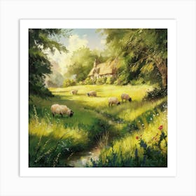 Sheep In The Meadow Art Print