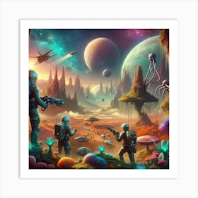 Aliens In Space 1 Art Print