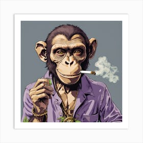 Chimpanzee Smoking A Cigarette Art Print