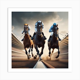 Jockeys Racing At The Racetrack 3 Art Print