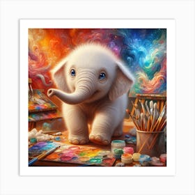 Elephant Artist Art Print