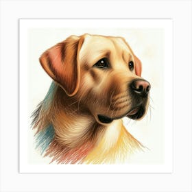 Labrador Retriever painting with crayons Art Print