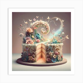 Cake With Flowers Art Print