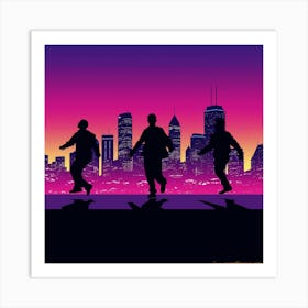 Silhouette Of Dancers Art Print