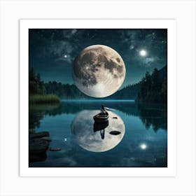 Moonlight In A Canoe Art Print