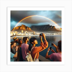 A Image Of A Beautiful Rainbow Over Cape Town 1 Art Print