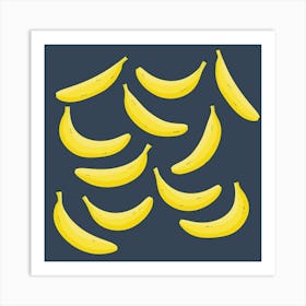 Yellow Bananas on Dark Background Art Print