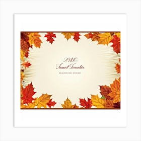 Autumnal Leaf Illustration One Central Maple Foliage Display Flanked By Smaller Elements Of Orange (6) Art Print