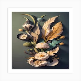 3d Flower Arrangement Art Print