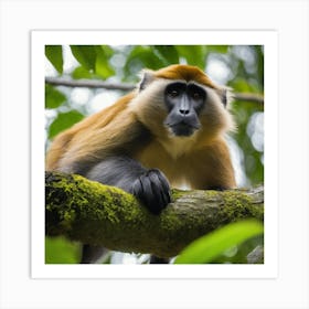 Monkey On A Tree Branch Art Print