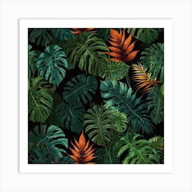 Tropical Leaves Seamless Pattern 1 Art Print