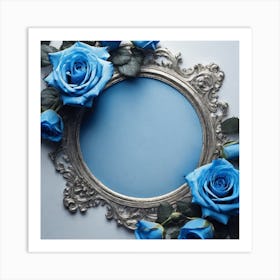 Frame With Blue Roses Art Print