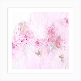 Pink Flower Painting Square Art Print