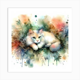 Feline Cat Creative Artwork Illustration 78 Art Print