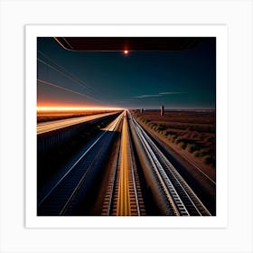 Train Tracks At Dusk Art Print