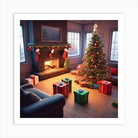 Christmas In The Living Room 31 Art Print