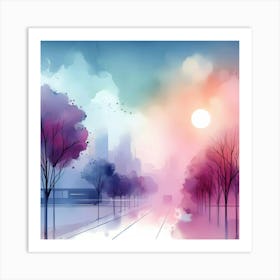 Watercolor Of A City 1 Art Print