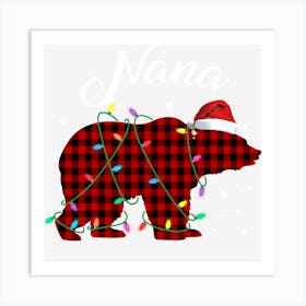 Red Plaid Nana Bear Matching Buffalo Pajama Art Print