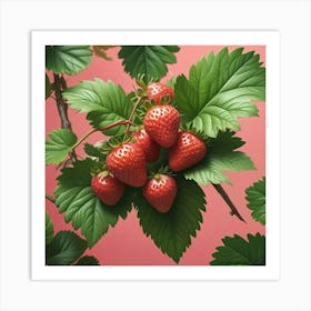 Strawberries On A Branch Art Print