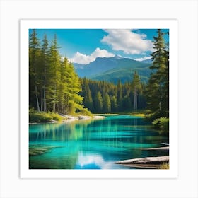 Blue Lake In The Mountains 6 Art Print