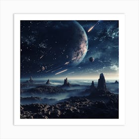Space Landscape With Planets Art Print