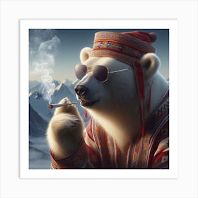 Polar Bear Smoking Art Print